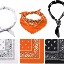 Bismaadh Cotton Bandana Men & Women Fashion Soft Stretch Wrap Bandana Headband Hair Band ["Orange","Black","White"] Handkerchief-image-16