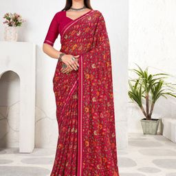 Anouk Rustic Floral Zari Pure Chiffon Saree-56