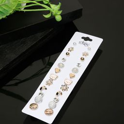 Stoln Set of 12 Pearls Studded Floral Shaped Studs-image-98