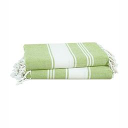 LANE LINEN Lime Green & White 2 Pieces Striped Pure Cotton Beach Towels-image-44