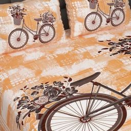 THE HOBBY BOUNTY Brown Floral Printed 210 TC King Pure Cotton Bedsheet & 2 Pillow Covers-image-80