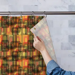 ArtzFolio Yellow & Green Printed Water Proof Shower Curtain-image-71