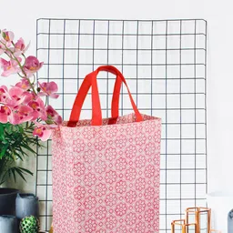 Kuber Industries Printed Structured Handheld Bag with Cut Work-11