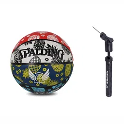 Spalding Printed Basketball Size With Air Pump-34
