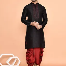 Arihant Rai Sinha Men Yoke Design Regular Thread Work Kurta with Dhoti Pants image 5
