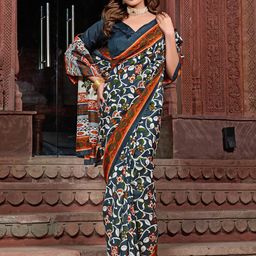 Mitera Floral Silk Blend Bagru Saree-picture-21