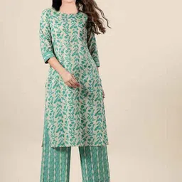APNISHA Girls Floral Printed Straight Kurta with Trousers-picture-29