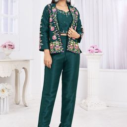 JIVORA Embroidered Top With Shrug & Trouser Co-Ords-picture-11
