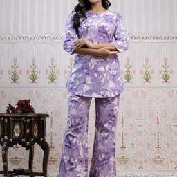 RANGREAL Printed Pure Cotton Tunic & Palazzos Co-Ord Set-picture-43