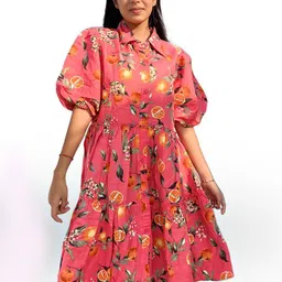 THE WHITE FEATHERS Floral Print Puff Sleeve Fit & Flare Dress-image-59