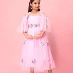 BAESD Flared Sleeve Net Fit & Flare Maxi Dress image 1