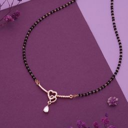 Brado Jewellery Rose Gold-Plated American Diamond Studded & Beaded Mangalsutra-image-19
