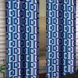 BELLA TRUE White & Blue 2 PIeces Floral Long Door Curtains-image-82