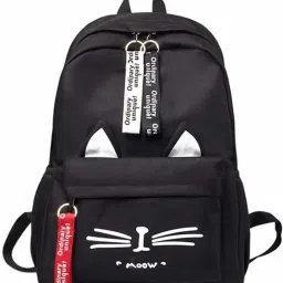 Small 12 L Laptop Backpack Trendy MEOW Backpack | School/Tution/Office Bags For Girls/ Women (Black)-image-61