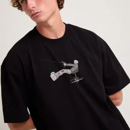 Stitchmeashirt Graphic Printed Drop-Shoulder Sleeves Oversized Cotton T-shirt-image-57