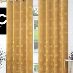 Myntra Elegant Homes Set Of 2 Gold Velvet Door Curtains-picture-33