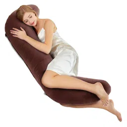 Pum Pum Brown Fibre Filled Faux Velvet Ultra Soft Maternity Pillow-image-59