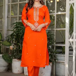 PEENGAX Women Ethnic Motifs Embroidered Regular Kurta with Trousers & With Dupatta-10