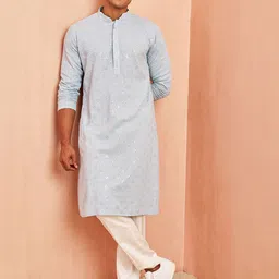 VASTRAMAY Men Floral Embroidered Regular Sequinned Kurta with Pyjamas-picture-40