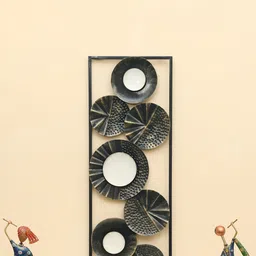 vedas Mystic Indiana Black & White Textured Metal Thea Abstract Circle Wall Decor-image-89