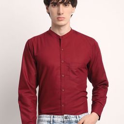 THE BEETEL HOUSE Men Smart Regular Fit Band Collar Solid Cotton Casual Shirt-image-21