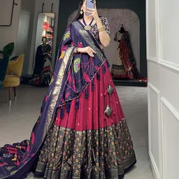 A TO Z CART Printed Ready to Wear Lehenga & Unstitched Blouse With Dupatta-picture-0