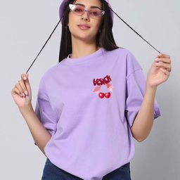 Besick Women Graphic Printed Round Neck Cotton Oversized T-shirt-image-82