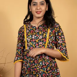 Vivika Women Floral Printed Mandarin Collar Cotton Top-picture-53