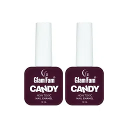 GlamFam Set Of 2 Candy Non Toxic Nail Enamel - 12 ml Each - Deep Maroon - 16-23