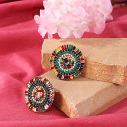 StyleCast Gold-Plated Rhinestone Studded Circular Studs-picture-35