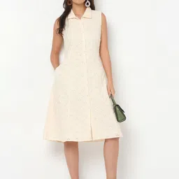 Ethnicity Floral Emboridered Shirt Coller Shirt Dress-image-17