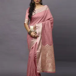 KALINI Zari Taant Saree with Woven Design Border-image-5