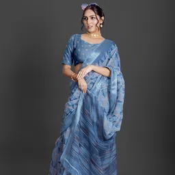 NIRMAL CREATION Abstract Printed Zari Saree image 3