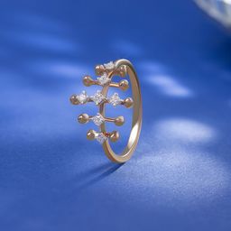 Mia by Tanishq Women 14K Retro Diva Gold & Diamond Finger Ring - 1.73g-image-5