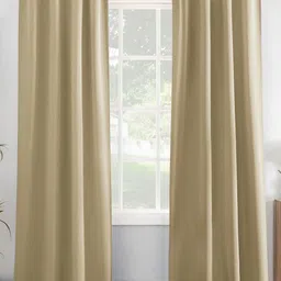 HOMEMONDE Beige 2 Pieces Black Out Long Door Curtains-image-5