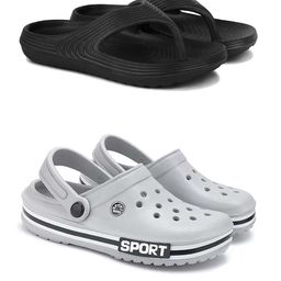 PENNEN Pack Of 2 Self-Designed Clogs & Thong Flip-Flops-16
