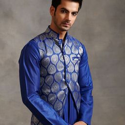 Abhishti Men Geometric Cotton Longline Tailored Jacket with Embroidered-picture-13