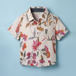 CrayonFlakes Boys Floral Printed Spread Collar Casual Shirt-image-103