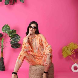 KWEEN Printed Band Collar Neck Long Sleeves Top With Trouser-image-60