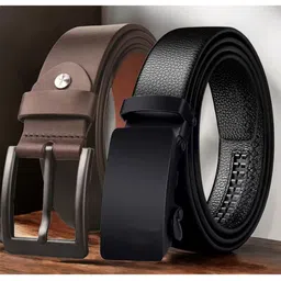 The Roadster Lifestyle Co Set Of 2 Leather Textured Formal Belts-image-37