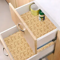 Kuber Industries Cream 2 Pieces Printed Water Resistant Shelf Liner Organisers-31