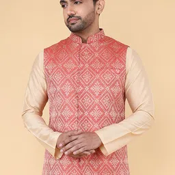 ZOIS Men Woven Design Mandarin Collar Nehru Jacket-picture-17