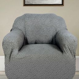 Stylista Grey Polyester Sofa Cover With Arms-image-79