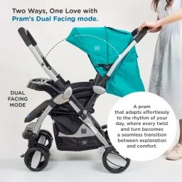 meemee Easy to Push Baby Stroller Pram with Quick One Hand Folding, Rotating Wheels Pram image 5