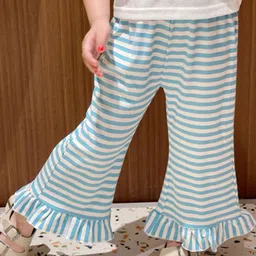 LULU & SKY Girls Striped Flared High-Rise Trousers-image-12