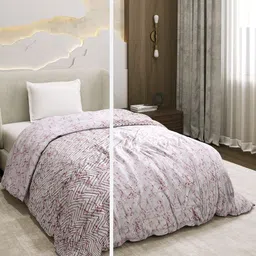 Monte Carlo Peach-Coloured & White Geometric AC Room 150 GSM Single Bed Dohar-picture-4