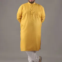 SOJANYA PLUS Size Band Collar Cotton Straight Kurta-image-20