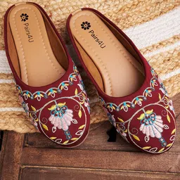Pairs4U Women Embellished Mojaris Flats-image-61