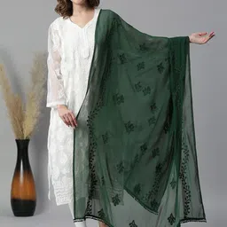 LA FEMINAE Embroidered Dupatta with Thread Work-image-45