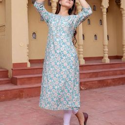 Chandbaali Floral Printed Regular Cotton Straight Kurta-48